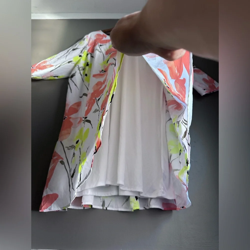 Lane Bryant Retro Floral Printed Chiffon Shift Midi Dress Plus Size 26/28 (4XL) - Picture 7 of 16